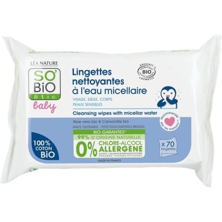 SO'BiO étic Cosmos Organic Baby Care Micellar Water Biodegradable Cleansing Wipes 410g