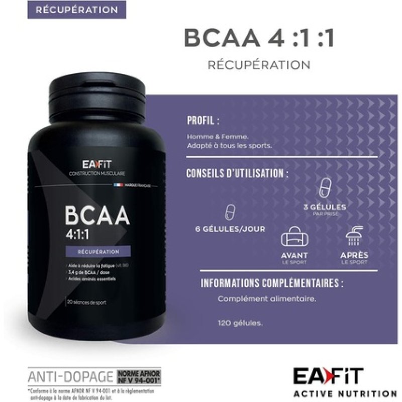 Eafit BCAA 4.1.1 Muscle Building Supplement 120 Capsules