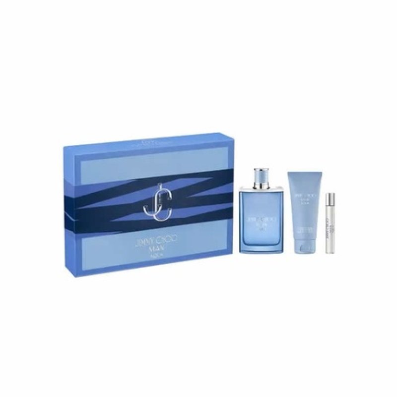 Jimmy Choo Man Aqua Eau De Toilette Spray 100ml Set 3 Pieces - Men's Fragrance