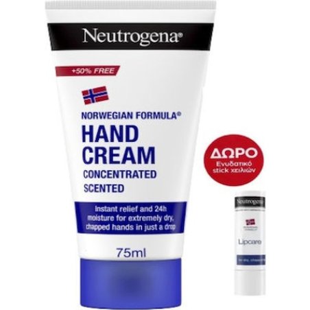 Neutrogena Promo Pack: Norwegian Formula Hand Cream With Scent 75ml And Moisturizing Lipcare 48g