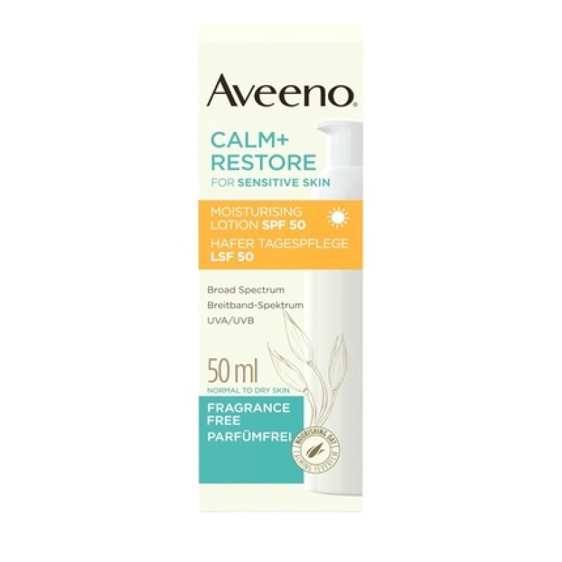 Aveeno Calm Restore Oat Day Cream SPF 50 50ml Broad Spectrum UVA/UVB