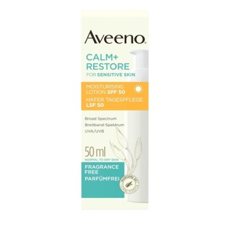 Aveeno Calm Restore Oat Day Cream SPF 50 50ml Broad Spectrum UVA/UVB