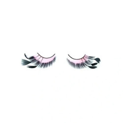 Shophair Crazy Feather False Eyelashes Pink Black X2 With Glue