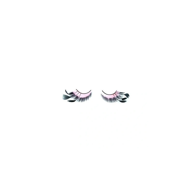 Shophair Crazy Feather False Eyelashes Pink Black X2 With Glue