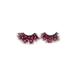 Shophair Crazy Feather False Eyelashes Black Fuchsia Weight X2 With Glue