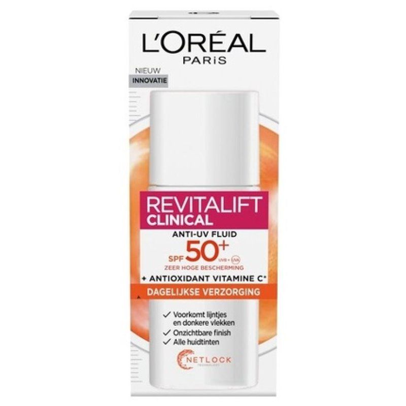 L'Oreal Paris Moisturizer Revitalift Clinical Spf 50 Vitamin C Anti-Uv Fluid - 50ml