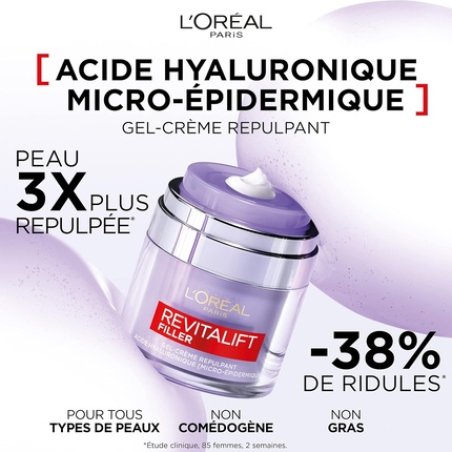 L'Oreal Paris Plumping Gel-Cream Moisturizing and Anti-Aging Treatment with Acid