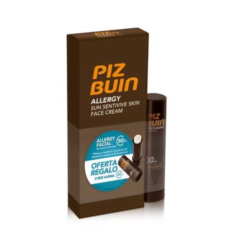 Piz Buin Allergy Cream Facial For Sensitive Skin Spf50 50ml Free Lip Stick Spf30 4.9g