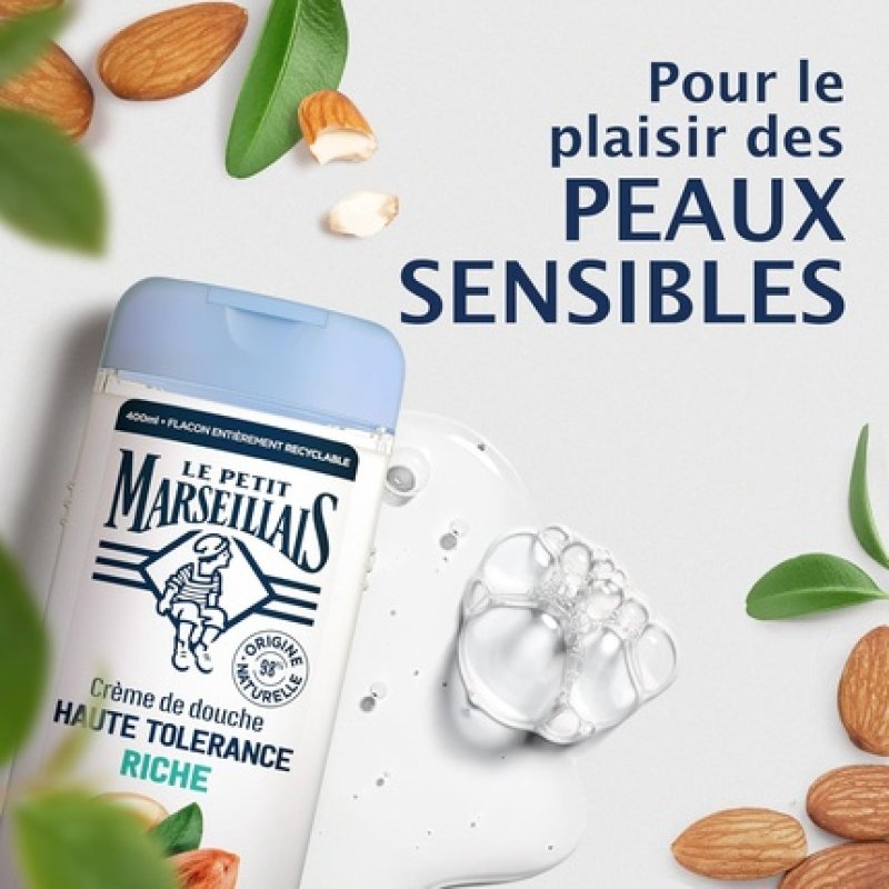 Le Petit Marseillais High Tolerance Shower Cream with Rich Organic Almond Oil 400ml