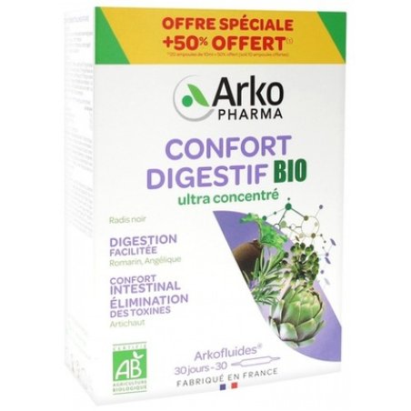 Arkopharma Arkofluides Digestive Comfort Organic 20 Ampoules - Pack of 30