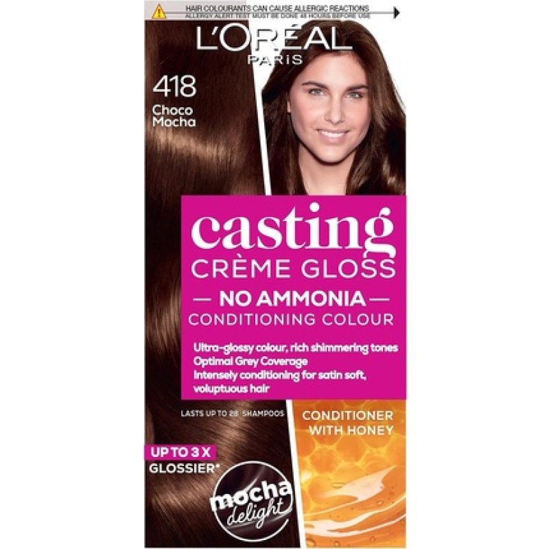 L'Oreal Paris Ammonia Free Semi-Permanent Hair Dye 418 Choco Mocha Glossy Hair Colour Natural Looking Finish 1