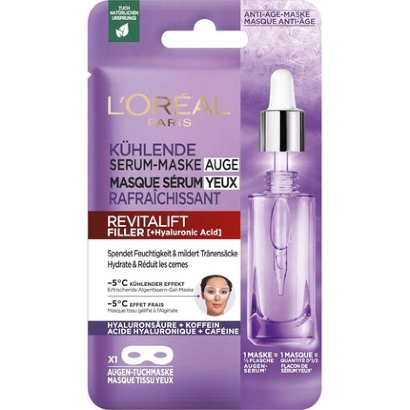L'Oréal Paris Cooling Eye Mask for Radiant Eye Area with Micro Hyaluronic Acid and Caffeine Revitalift Filler Eye