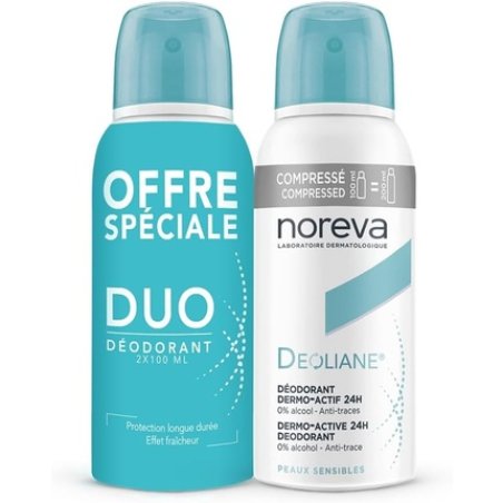 Noreva Deoliane Compressed Dermo-Active 24h Deodorant 100ml - Pack of 2