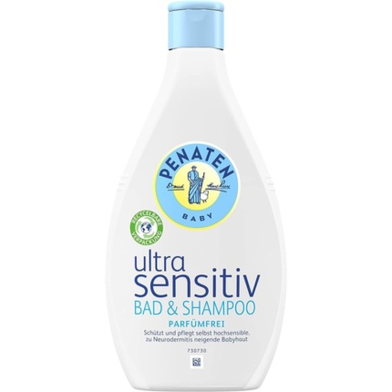 Penaten Ultra Sensitive Bath & Shampoo 400ml Mild Wash Gel without Perfume for Gentle Bathing and Washing of Skin and