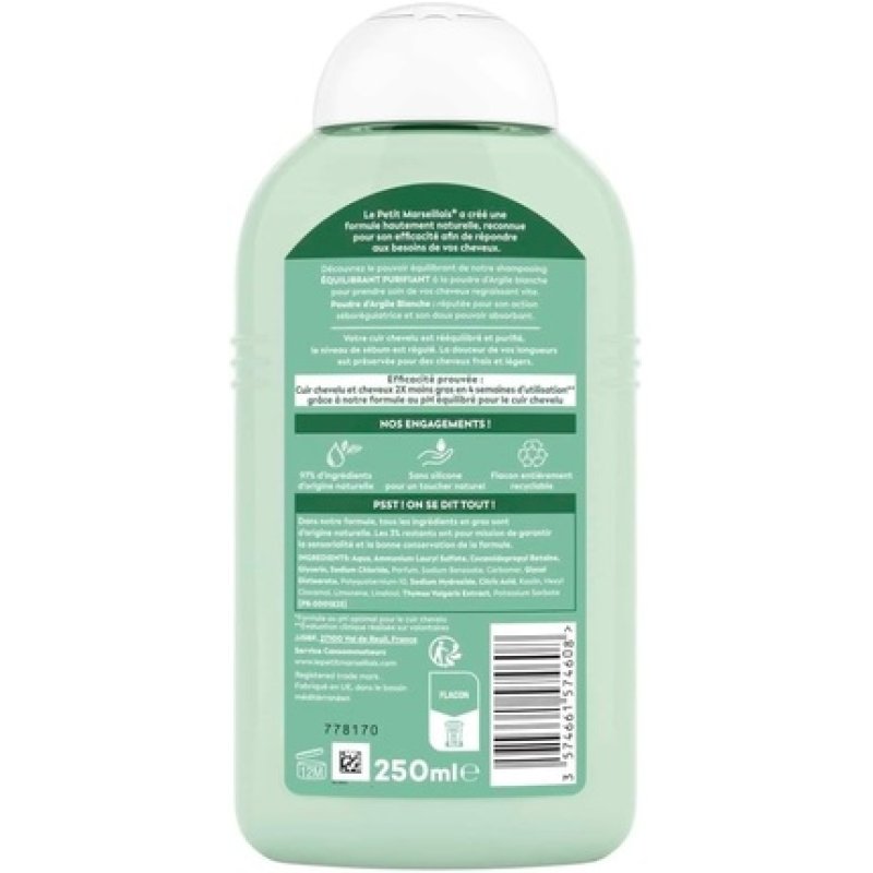 Le Petit Marseillais Purifying Balancing Shampoo with White Clay Powder 250ml
