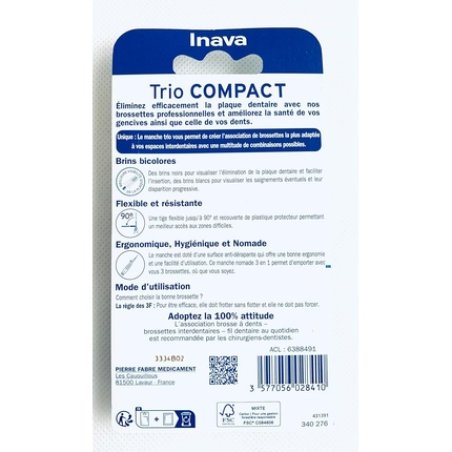 Inava Interdental Brushes Trio Compact 0.8mm, 1.0mm, 1.2mm