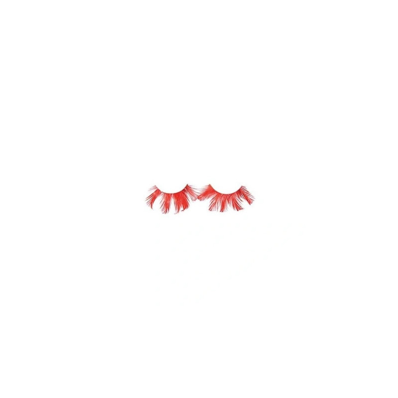 Shophair Crazy Feather Red False Eyelashes X2 With Glue