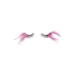 Shophair Crazy Feather False Eyelashes Black And Fuchsia X2 With Glue