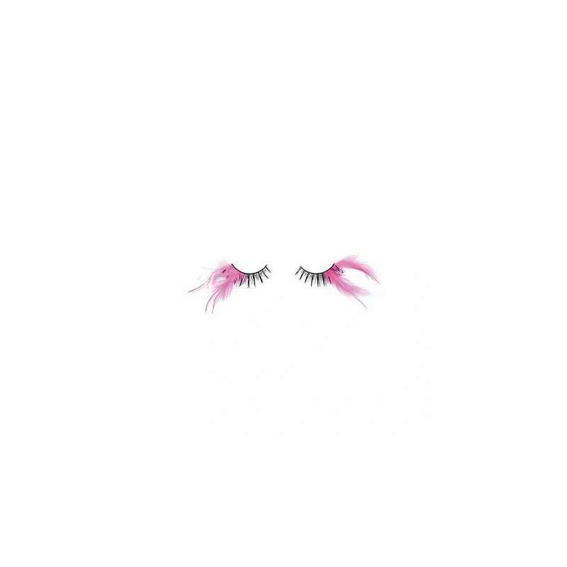 Shophair Crazy Feather False Eyelashes Black And Fuchsia X2 With Glue