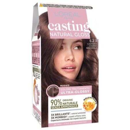 Casting Natural Gloss Hair Color Treatment 523 Light Hazelnut Brown, Ultra Glossy Ammonia-Free