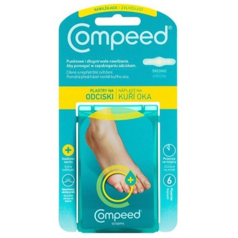 Compeed Moisturizing Corn Plasters - Pack Of 6, Size: 5.7 X 1.7 Cm