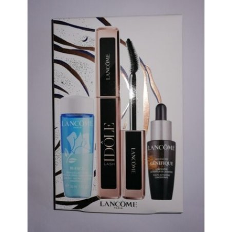 Lancome Lash Idole Mascara Set 01 Glossy Black with Bi-Facil Eye Makeup Remover 30ml and Advanced Génifique Anti-Aging