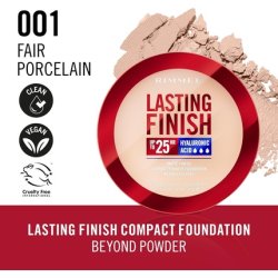 Rimmel Lasting Finish 25 HR Compact Foundation 001 Fair Porcelain Matte Buildable Coverage Powder-to-Cream