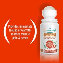 Puressentiel Muscles & Joints Pure Heat Roll-On 75ml - Fast & Natural Pain Relief - Lasting Heating Sensation - Soothe