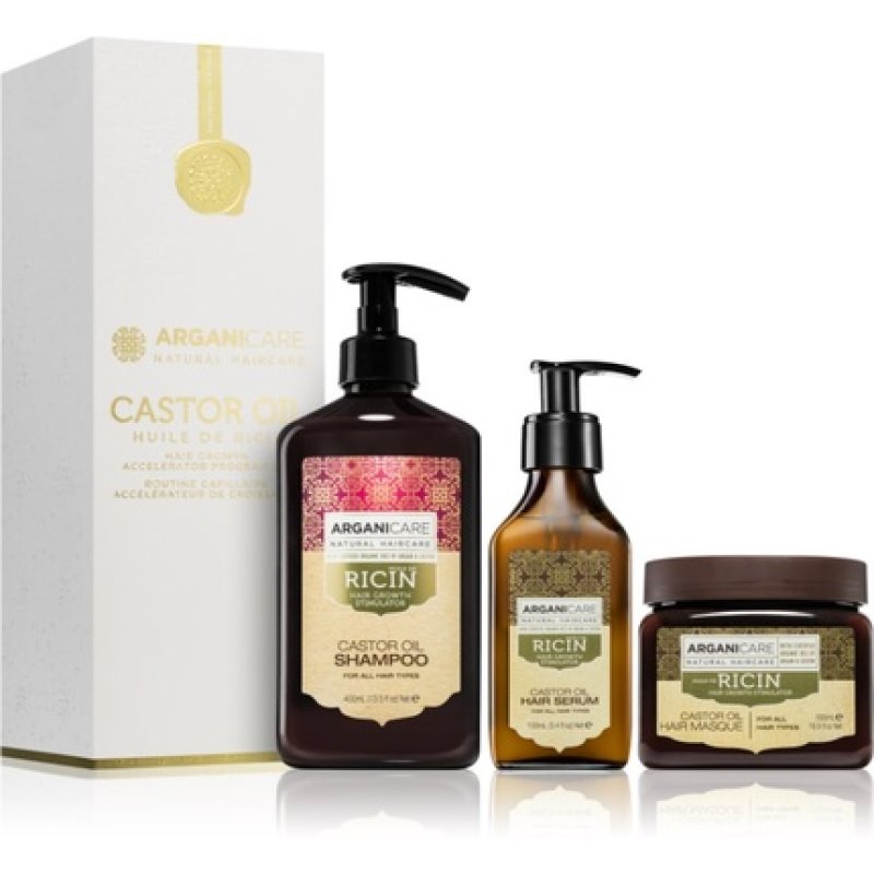 Arganicare Ricin Hair Growth Accelerator Program Set - Gift Package for Hair Growth Stimulation