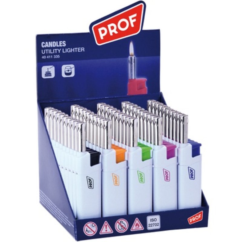 Prof Electric Stick Lighter In Display - 50 Pieces With Color Combinations