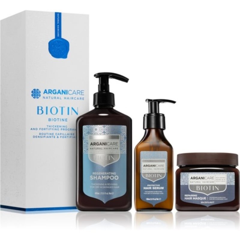 Arganicare Biotin Thickening and Fortifying Program Set - Gift Set for Hair Density Restoration