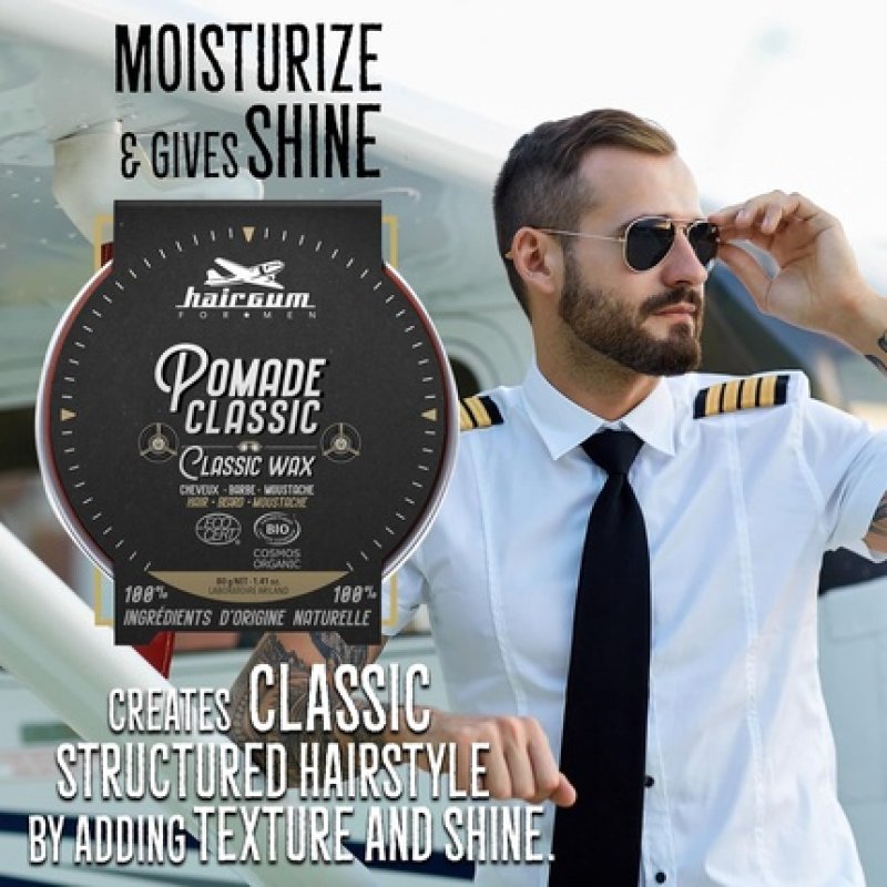 Hairgum Beard Styling Wax and Hair Pomade - Men's Classic Organic Hair Wax