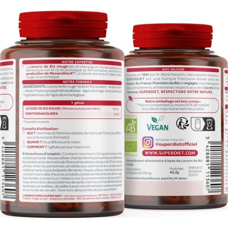 Superdiet Organic Red Yeast Rice Vegan High in Monacolin K