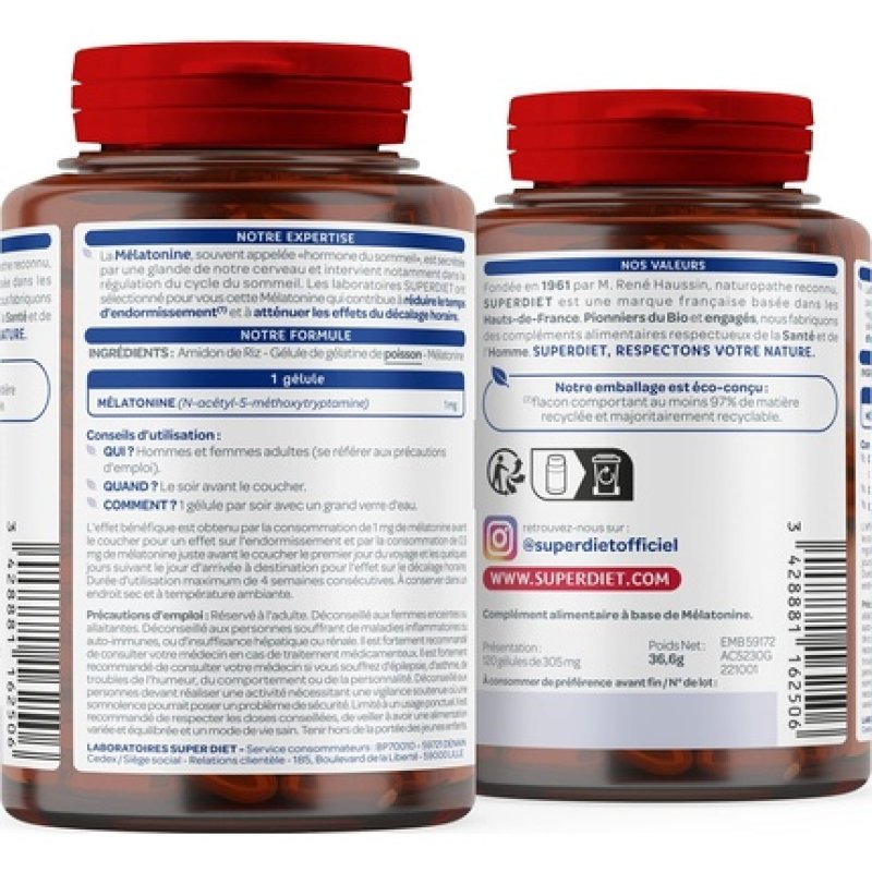 Superdiet Melatonin Sleep Supplement for Jet Lag