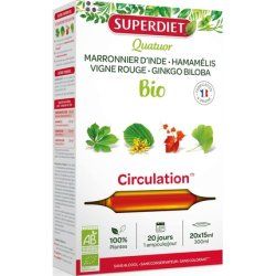 Superdiet Quator Chestnut, Witch Hazel, Red Vine and Ginkgo 20 Ampoules