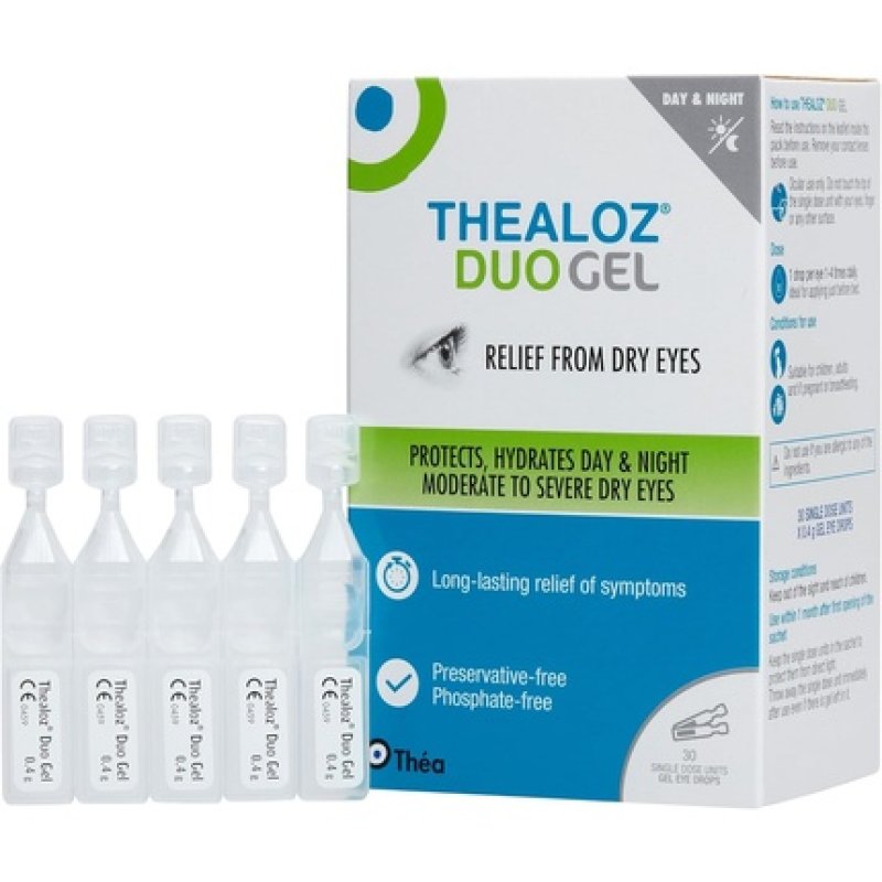 Thealoz Duo Gel Single Dose Vials Eye Drops 30 Count - Long-Lasting Relief