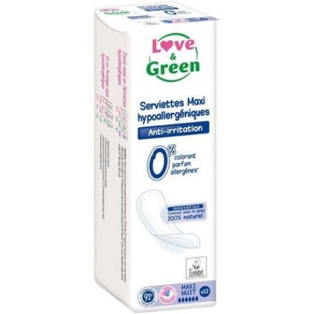 Love & Green Hypoallergenic Maxi Night Napkins 12 Count