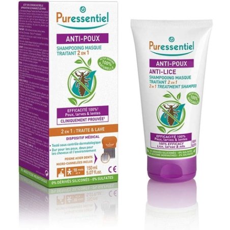 Puressentiel Anti-Lice 2-in-1 Treatment Mask Shampoo with Comb 150ml