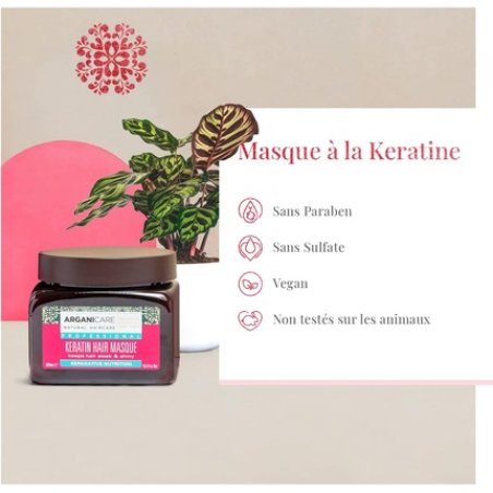 Arganicare Keratin Hair Masque with Certified Organic Argan Oil 500ml