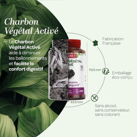 Superdiet Activated Vegetable Charcoal for Bloating and Digestive Comfort