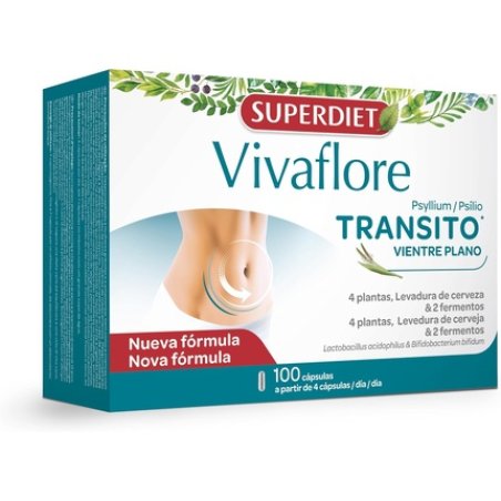 SUPERDIET Vivaflore Transit Flat Stomach 100 Capsules New Formula