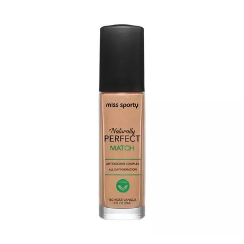 Miss Sporty Naturally Perfect Match Vegan Moisturizing Foundation 150 Rose Vanilla 30ml