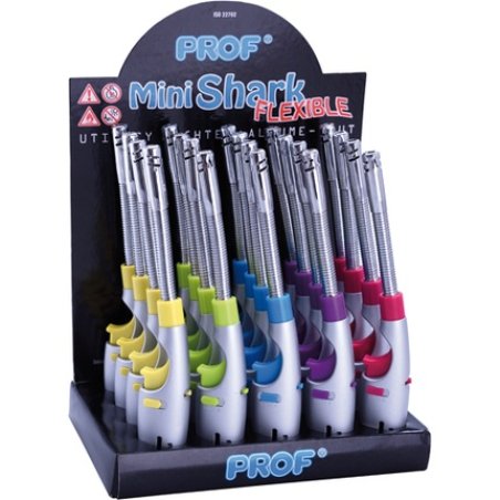 Prof Flexible Gas Lighter Silver/Neon Disposable 5 Colors Assorted, 19x3cm, Refillable