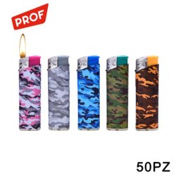Prof Fixed Flame Lighter Camouflage - Pack Of 50