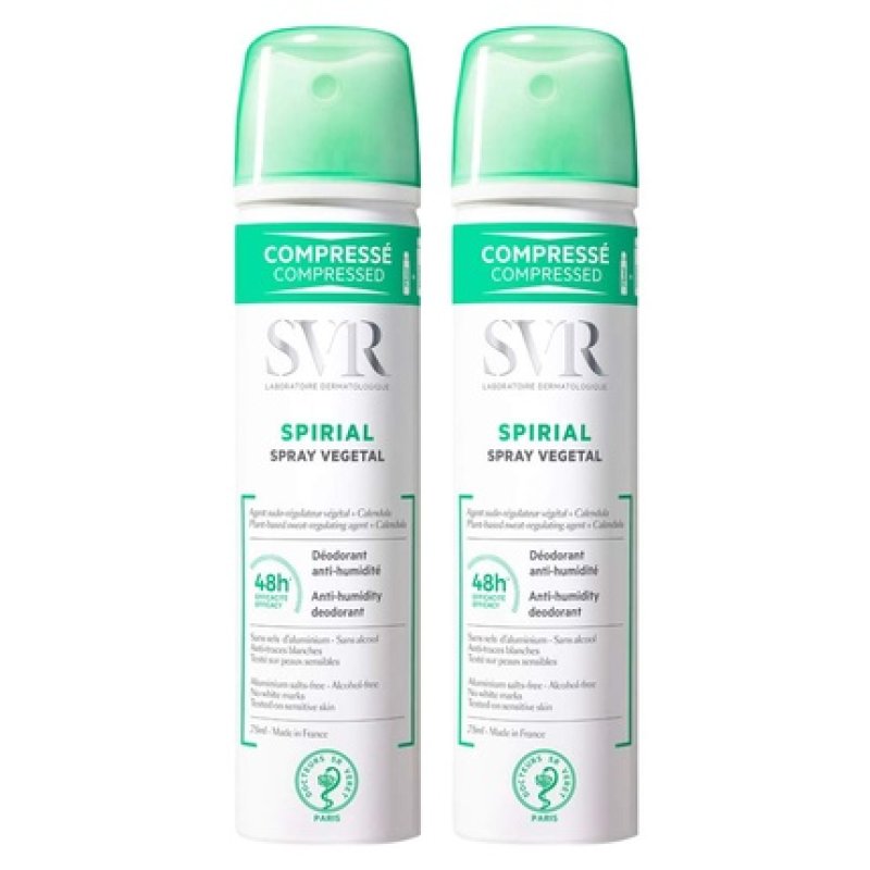 SVR Spiral Plant Spray Deodorant Anti-Moisture Deodorant 48H Set with 2 x 75ml