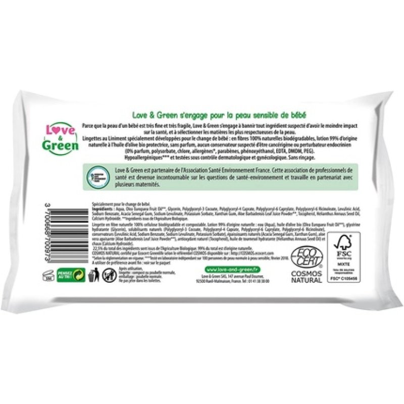 Love & Green Liniment Wipes 56 Wipes