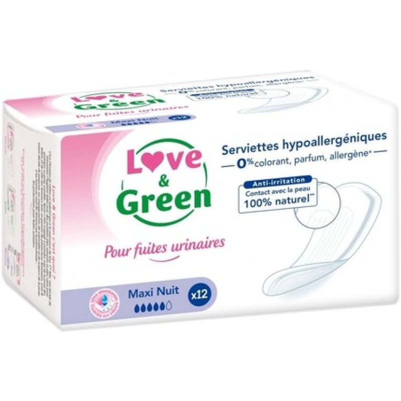 Love & Green Incontinence for Weak Bladder/Light Incontinence 12 Pieces