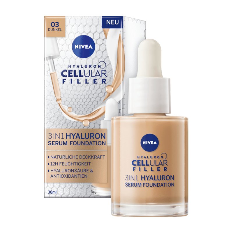 Nivea 3-in-1 Hyaluronic Serum Dark 30ml Anti-Age Foundation with Serum