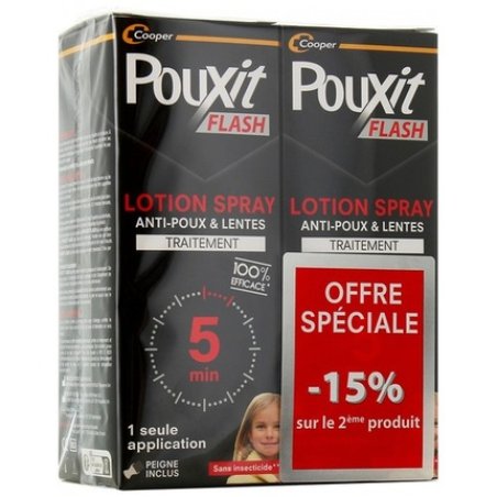 Pouxit Flash Anti-Lice and Nits Spray 150ml - Pack of 2