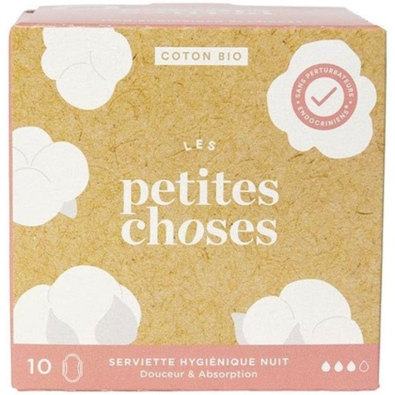 Les Petites Choses Organic Cotton Night Sanitary Towels 10 Pieces